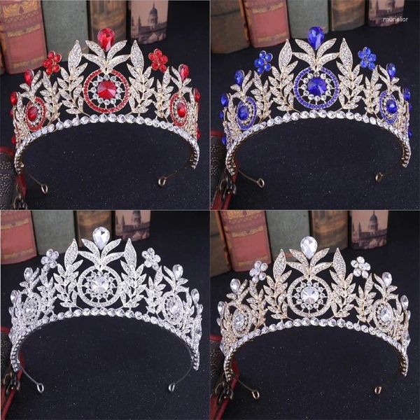 Fermagli per capelli Barocco Grande fiore di cristallo Corona da sposa Tiara Magnifico diadema di strass per la sposa Prom Fascia Accessori da sposa