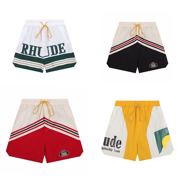 Rhude Shorts Mens Designer Rh Designer Curto Calças de Ginástica Casual Praia Solta Tronco de Natação Golf Suor Alto