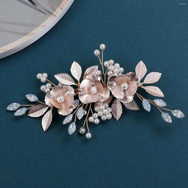 Haarspangen Hochzeit Haarnadeln für Braut Zubehör Entenschnabel Perle Haarspangen Gold Farbe Metall Blume Kopfschmuck Schmuck Frauen Mädchen