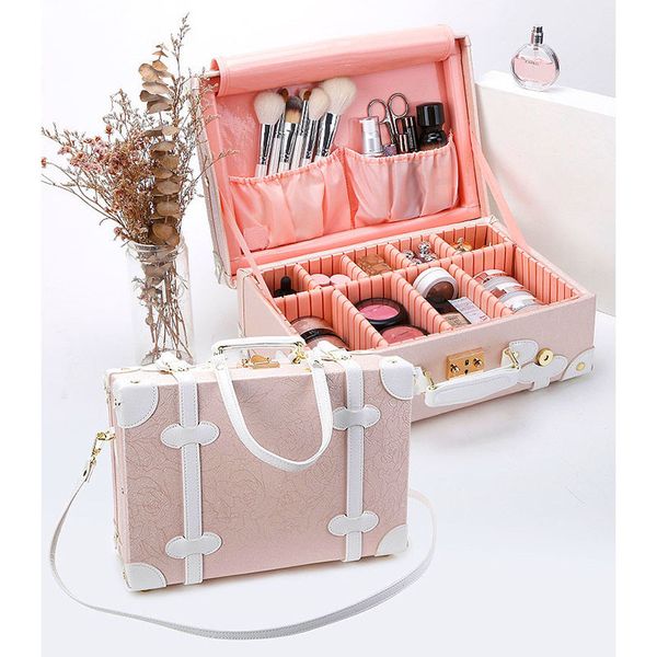 Valigie Borse per cosmetici PU Borsa da viaggio a mano da donna Scatola portaoggetti portatile di grande capacità Kit di bellezza completo professionale Bolsas per il trucco 230404