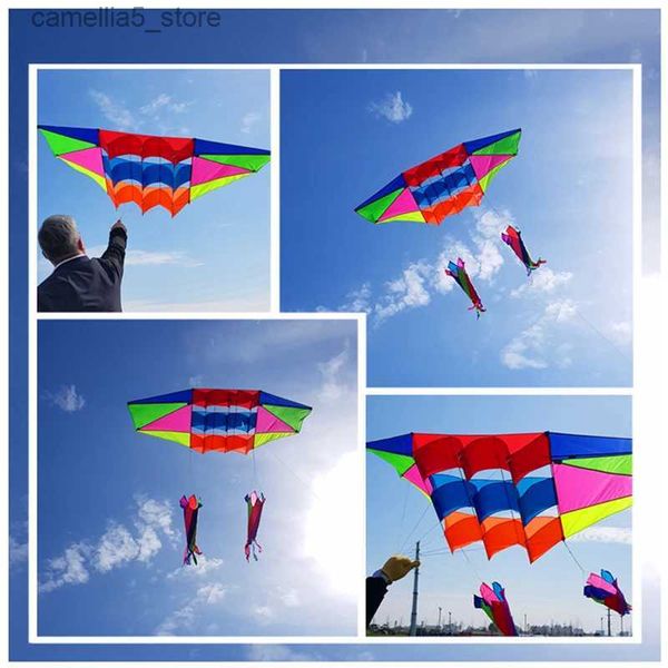 Acessórios de pipa frete grátis radar kite com alça linha brinquedos ao ar livre delta kite voando arco-íris led grande 3d kite roda hcx q231104