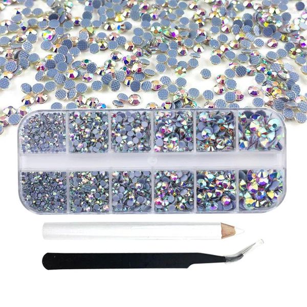 Decorazioni per nail art 12Griglia/scatola SS6-SS30 Strass di vetro Crystal Fix Strass Ferro su pietre Flatback Trasparente per abito da sposa