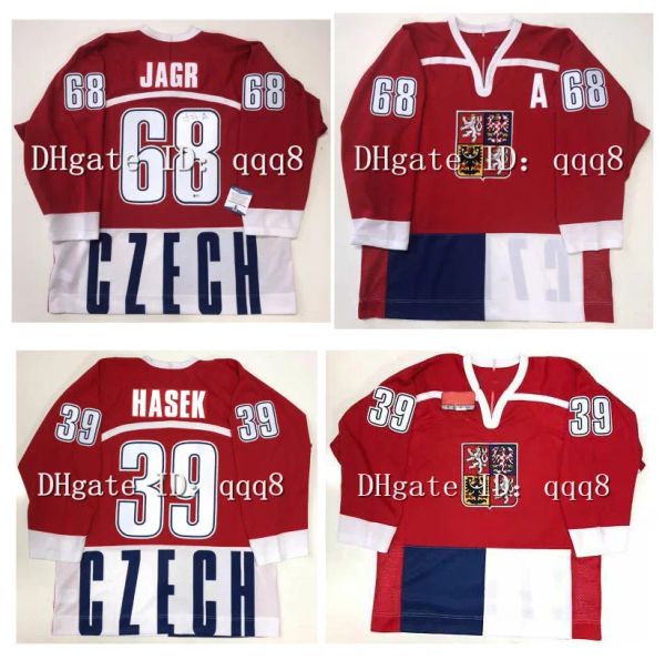 1998 Tschechische Republik Hockey Trikot Dominik Hasek Jaromir Jagr Alle Namensnummer 100% Custom Größe S-4xl