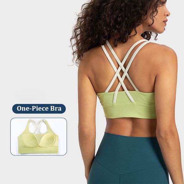 Damen Active Unterwäsche Damen gerippter Sport-BH One Piece Longline Yoga Bras DW367