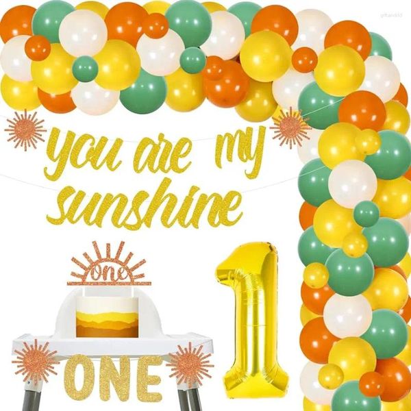 Формы для выпечки FANGLELAND Sun, украшения для первого дня рождения, воздушный шар, гирлянда, арочный комплект, баннер, топпер для торта, стульчик для стульчика для первой вечеринки, товары для первой вечеринки