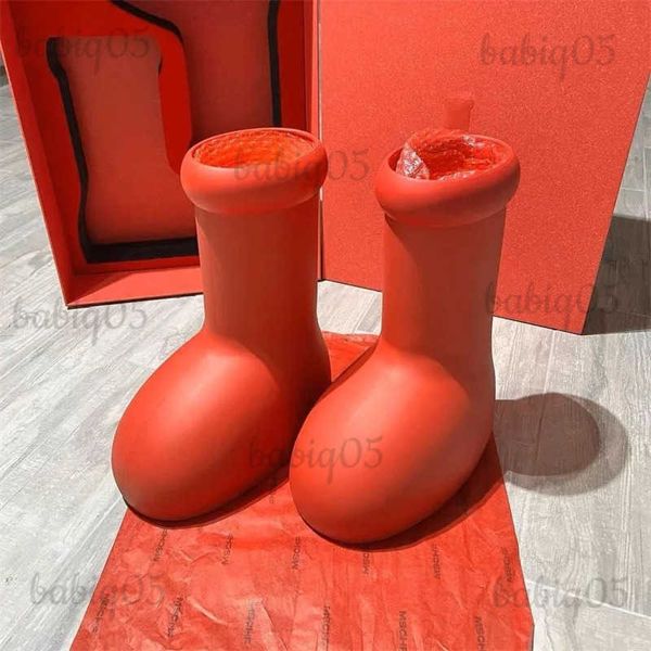 2023 Astroboy Rot Frauen Runde Kappe Große Größe 33-46 Regen Stiefel Cartoon Damen Schuhe Slip-on Mode zeigen Zapatos Para Mujer T231104