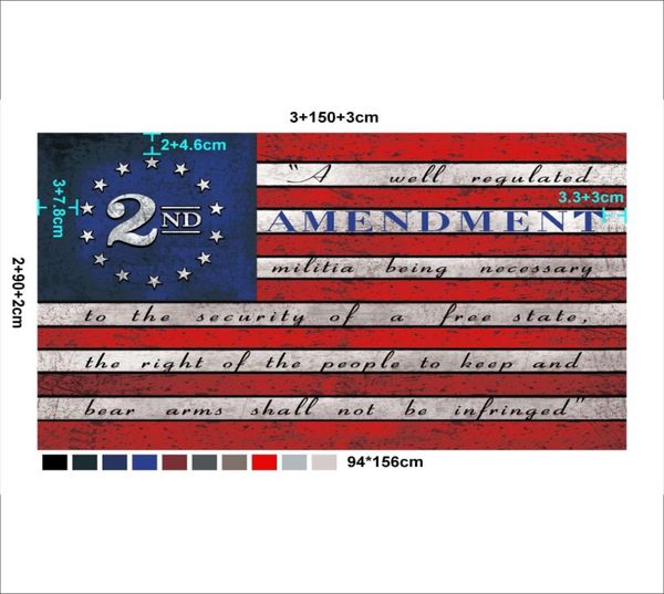Benutzerdefinierter Digitaldruck, 91 x 152 cm, Flaggen, zweiter 2. Verfassungszusatz 1791, Vintage-amerikanische Flagge, Männerhöhlenbanner für Unterstützer und Outdoor-Dekora1628856