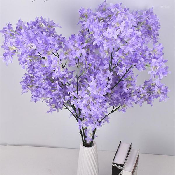 Fiori decorativi Fiore lilla artificiale Fiore di ciliegio in seta a stelo lungo 100 cm per la decorazione della festa nuziale di El Home Office