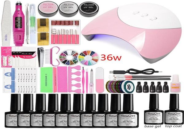 10-Farben-Gel-Lack-Nagellack, LED-UV-Lampe, trockenes Maniküre-Set, Acryl-Set, professionelles Nagelkunst-Werkzeug, Gel-Nagellack-Set dsPO2557062