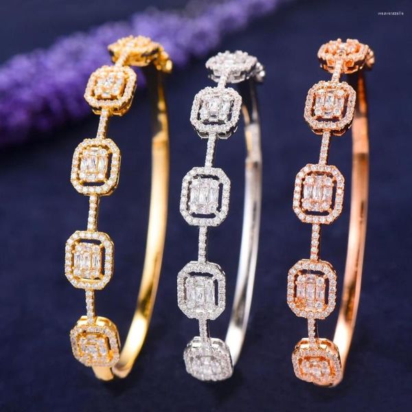 Bangle Missvikki Summer Trendy Luxury Impilabile Dichiarazione per le donne Wedding Full Cubic Zircon Crystal CZ Dubai Bracciali