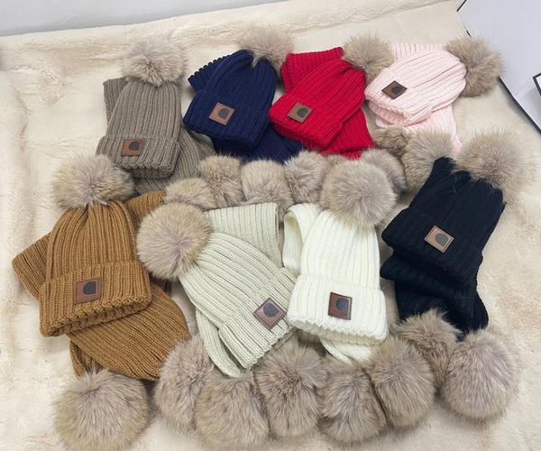 Berretti per bambini Sciarpa Set Designer Berretto per bambini Cappello caldo invernale Skullies Kid Marchio lavorato a maglia Cappelli per bambini Ragazzi Ragazze Gorras Poms Bobble Hat Outdoor Adatto per età 2-14