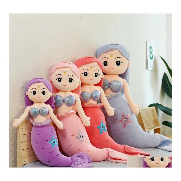 Sanat ve El Sanatları 60cm150cm Simation Mermaid Peluş Oyuncaklar Çocuk Kızlar Karikatür Balık Dolgulu Bebek Kanepe Yastık Yastığı Kız Dh84n