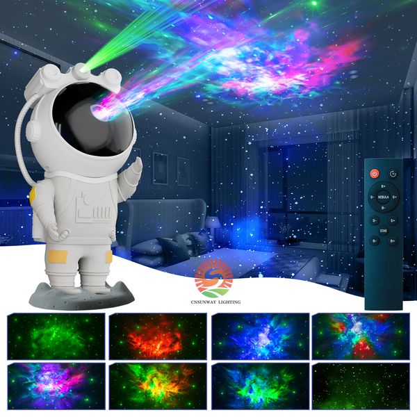 Astronautenprojektor LED-Nachtlicht Galaxy Star Sternenlampe Nebel Fernbedienung Partylicht USB-Stromversorgung Kinderschlafzimmer Dekoration Geschenk spielbare verstellbare Arme