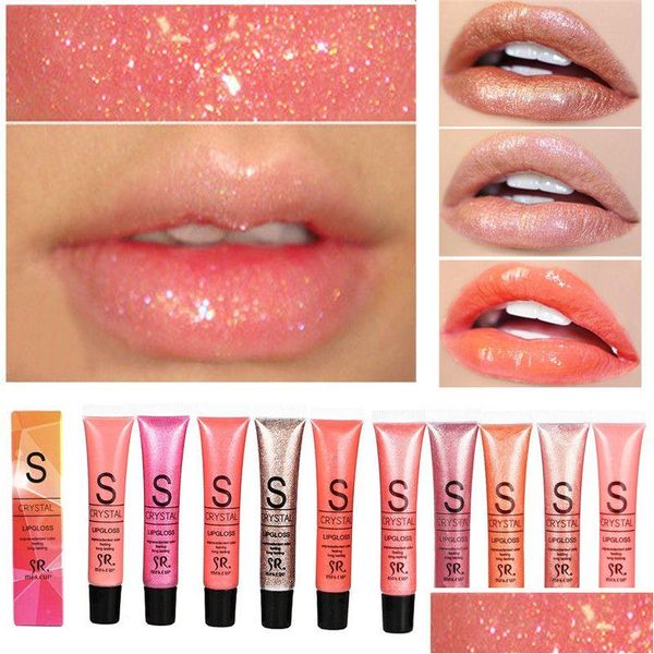 Lip Gloss Professional Sr Brand Make Up Diamond Glitter Lipgloss impermeabile Idratante a lunga durata Shimmer Rossetto nudo Liquido Ma Dhxlk