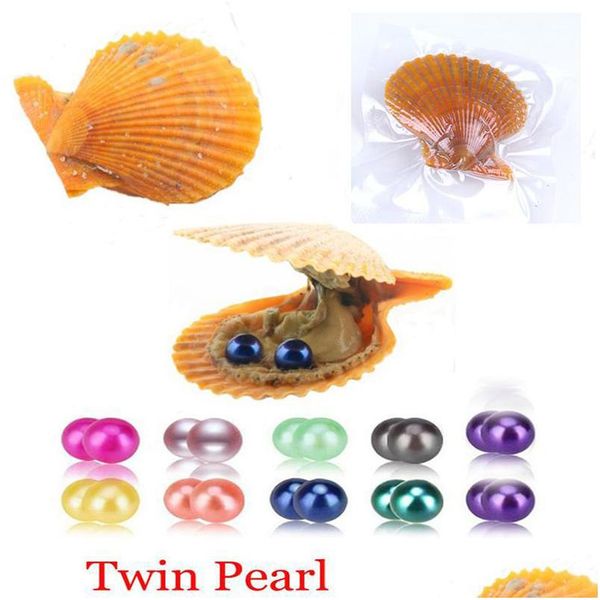 Pérola DIY Rodada Akoya Jóias 6-7mm 27Color Seawater Twins Pérola Como Presente Misterioso Com Surpresa Atacado Gota Entrega Jóias Soltas B Dh2Hx