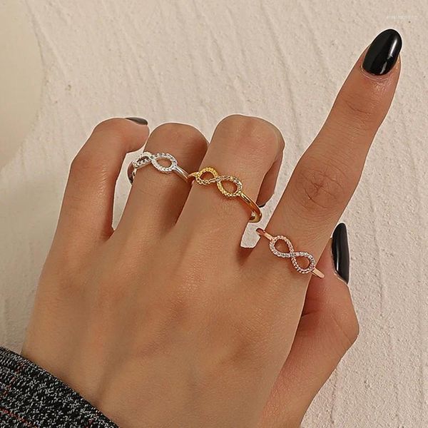 Anéis de Cluster MODOMA 2023 Infinity Sign Design Minimalista para Mulheres Cor de Ouro Luxo Jóias Coréia Moda Abertura