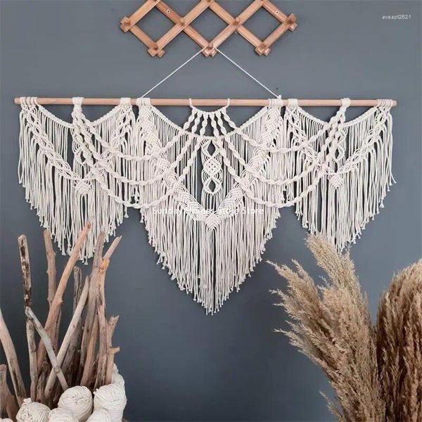 Tapeçarias Grande Macrame Wall Tapeçaria Handmade 80/140cm CottonTapestry para decoração de casa sala de estar quarto decoração de fundo