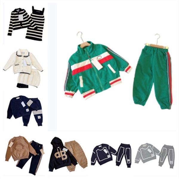 Autunno e inverno nuovi abiti sportivi firmati per bambini con cerniera ragazzi e ragazze stile moda casual abbigliamento per bambini stile straniero taglia 90-150 cm A001