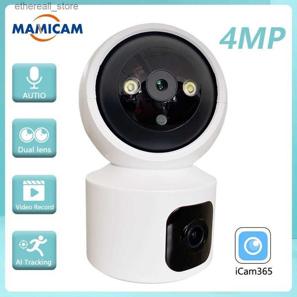 Monitores para bebês 4MP Lente Dupla Câmera IP WIFI Tela Dupla Monitor para Bebês Rastreamento Automático Câmeras de Vigilância PTZ de Segurança Doméstica Áudio Bidirecional iCam365 Q231104