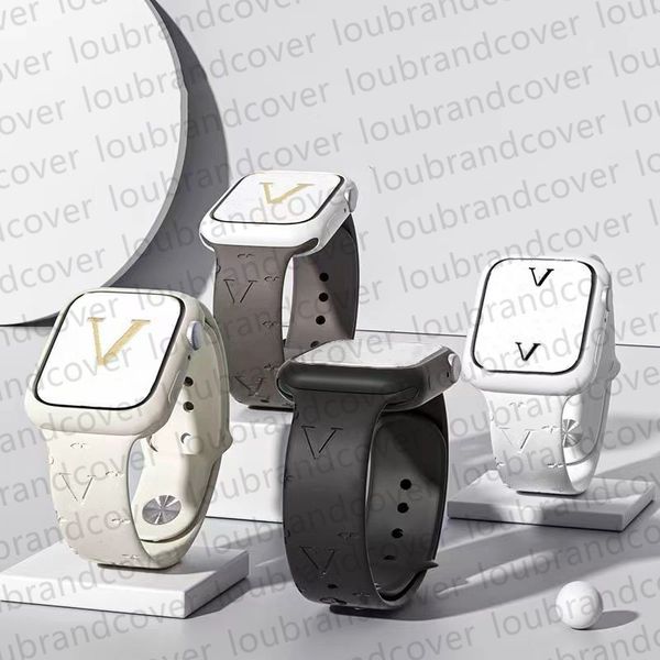 Designer-Uhrenarmband Smart Straps für Apple Watch-Armband 49 mm 38 mm 44 mm 45 mm iWatch-Serie 8 9 4 5 6 7 Armbandprägung Silikonarmband 3D-Konkavmuster AP-Uhrenarmbänder