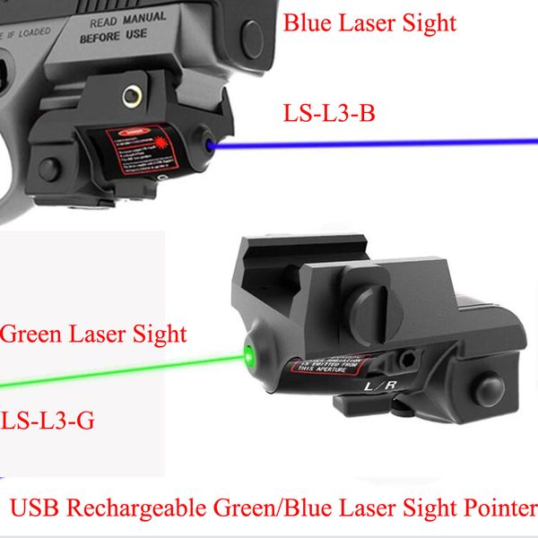Taktik Şarj Edilebilir Mavi/Yeşil Lazer Sight Mini Lazer Nokta Dürbünü LS-L3 Avcılık Lazeri