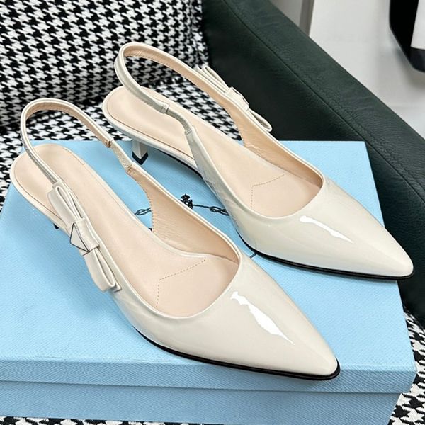 2023s New Womens High Heels Dress Shoes Primavera Estate Tacchi aperti a punta Tacchi Celebrity Fashion Professional Party Lacca Pelle tacco alto Con scatola originale