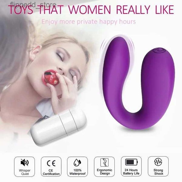 Andere Massageartikel Ferngesteuerter G-Punkt-Klitoris-Vibrator für Erwachsene Paare Wasserdichte Doppel-U-Typ-Vibratoren Dildo-Sexspielzeug für Frauenstimulator Bälle Q231104