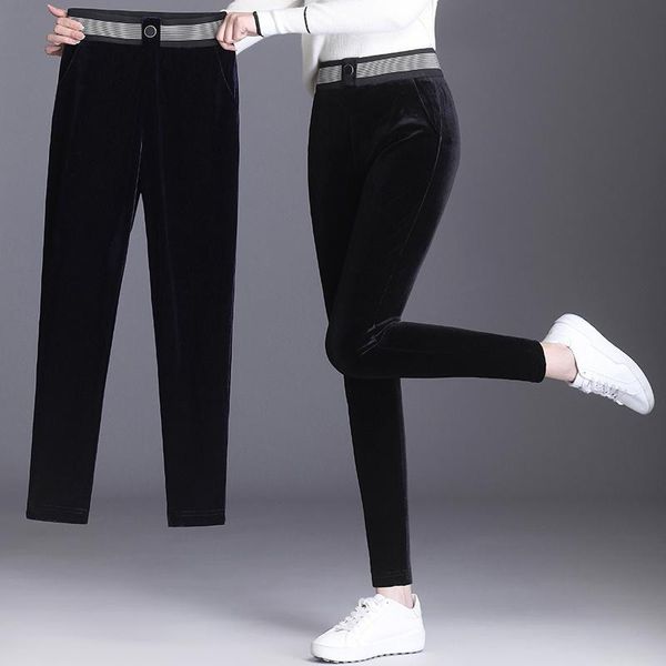 Pantaloni da donna Capris 2023 anni Leggings a vita alta Donna Skinny Primavera e autunno Tutto-fiammifero Dimagrante Sottile Matita attillata Velluto dorato