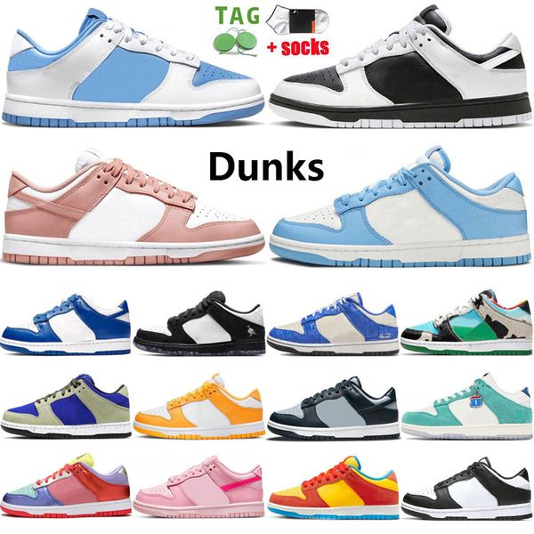 2023 Designer Low OG Mens Running Shoes Reverse Panda UNC Rose Whisper Rosa Bronze Eclipse University Red Chunky Dunky Preto Branco Masculino Tênis Casual Feminino