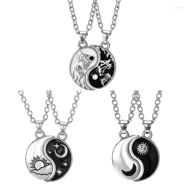 Pingente colares yin yang colar combinando para chi amizade casal pescoço corrente clavícula amigos dropship
