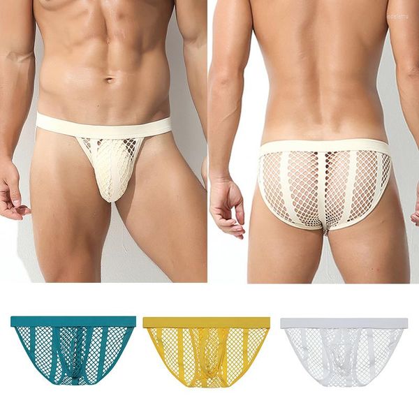 Unterhose Mesh Herren Slips Höschen Sommer Unterwäsche Herren G-String Tanga Solide Konvexe Tasche Atmungsaktive Komfort Unterhose