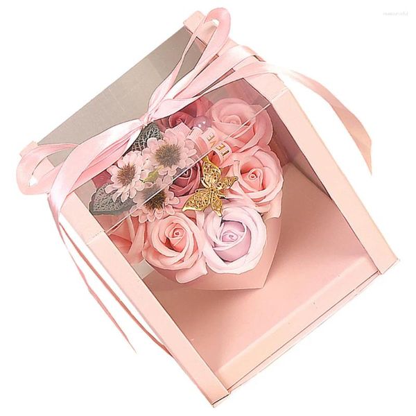 Fiori decorativi Sapone profumato floreale Bagno di lusso ai fiori di rosa in confezione regalo Regali per la festa della mamma Ospiti di nozze