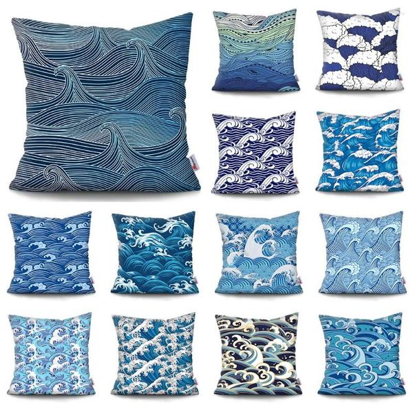 Cuscino MTMETY Stile giapponese Wave Art Cover Stampa fronte-retro Decor Cuscini Covers Car Home Decoration Throw Pillowcas