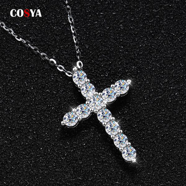 Collane con perline COSYA 3 4 5mm Collana con ciondolo croce D per le donne 100 sterling silver festa nuziale collane con diamanti gioielleria raffinata 230403