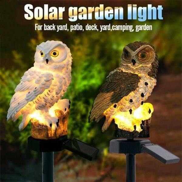 Novità Illuminazione Gufo ad energia solare Luci a LED Giardino Animale Pixie Lampade da prato Ornamento Lampada impermeabile Lampade solari per esterni Luci solari uniche P230403