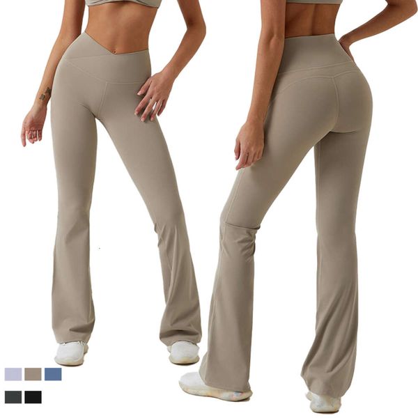 Lu Lu Yogahose Lemon Algin Damen ausgestellte Leggings Bell-Bottom-Hose für große Mädchen High Waist Gym Lemon Elastic Butt Lifting Sporthose LL Align Gym