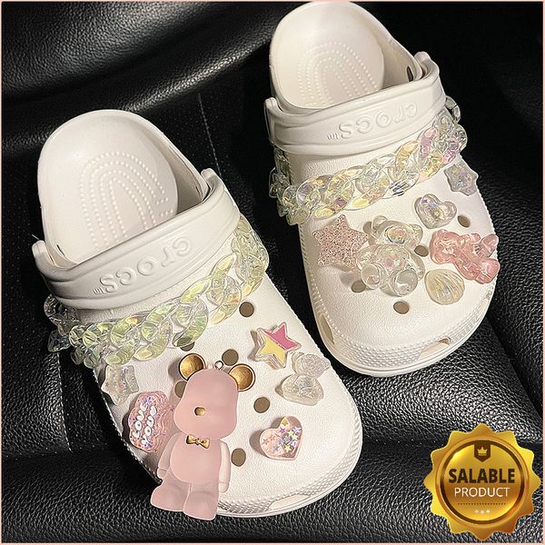 Acessórios de peças de sapatos 3d rosa urso croc encantar designer diy fofo animal sapatos de enganação acessórios para jibs cogs infantil meninos meninas presentes 230403