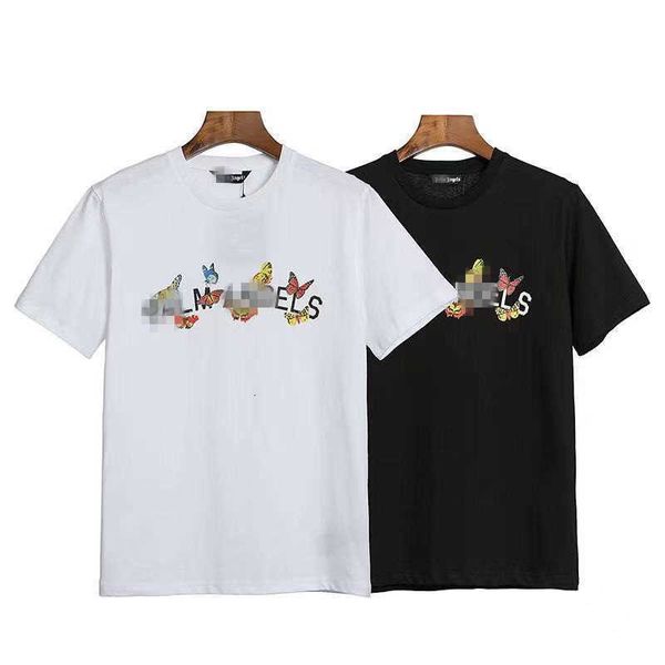 Palm Chaopai Angel Letter Butterfly Imprimir camiseta de manga curta para homens e mulheres amantes