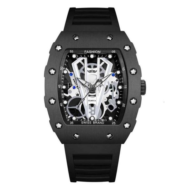 Наручные часы Richardmillie, водонепроницаемые, с резиновым черепом, спортивные полые наручные часы, брендовые мужские часы новой формы RM Reloj De Hombre