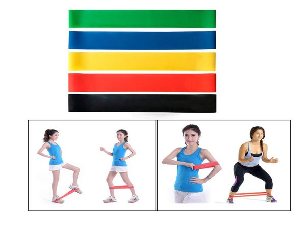 5 Farben elastische Yoga-Gummi-Widerstandsunterstützungsbänder Gummi für Fitnessgeräte Übungsband Workout Pu-Seil Stretch Cross-Training9548506