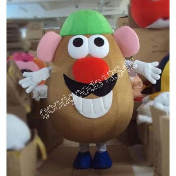 Costumi della mascotte di Mr. Potato Head di alta qualità Vestito da festa operato da Halloween Personaggio dei cartoni animati Carnevale Natale Pubblicità Costume da festa di compleanno