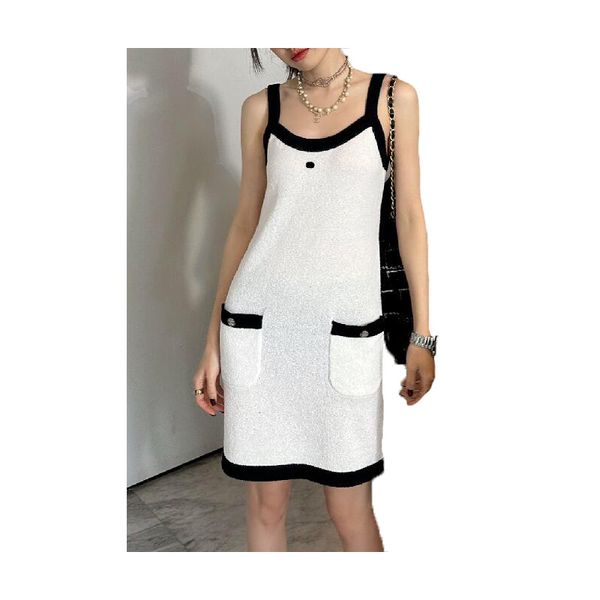 Abito casual da donna Gilet con reggicalze senza maniche Top sexy Gonna a fondo piatto in lana lavorata a maglia Giacca aderente da donna Abito estivo da festa S-L