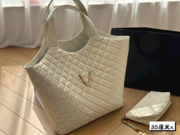 Tote Designer Bags Bolsa De Ombro Bolsa De Couro Genuíno Titular De Cartão Bolsas De Moda De Luxo Mulher ICare Ouro Prata Alta Acolchoada Grande Capacidade Com Saco De Sopro Cosmético A2