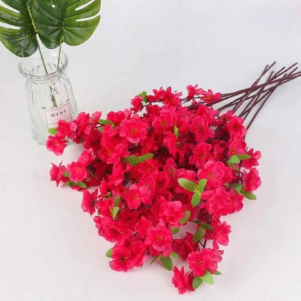 Fiori decorativi 5 pezzi 65 cm fiore di seta artificiale primavera prugna fiore di pesco ramo bouquet da sposa per la casa