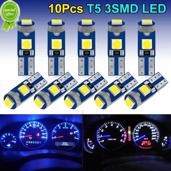 NOVO 10PCS T5 LED BULBO W3W W1.2W LED LED CANBUS LUZES INTERIORES DE LUZES DE PAINELENT INDICADOR DE ASSENTO