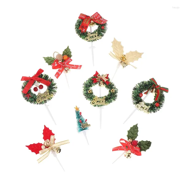 Garfos 5 Pcs Fruta de Natal Garfo Grinalda Folha Árvore Decoração Bolo Plugin Palito Festa Decorativa