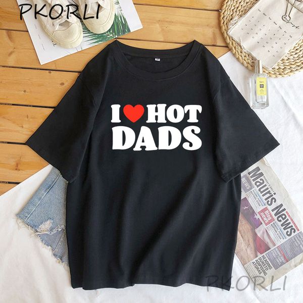 Herren T-Shirts Pkorli Baumwoll T-Shirt Lustiger Aufdruck I Love Dady Maskulin Vatertags T-Shirt Kurzarm T-Shirts Kleidung 230404