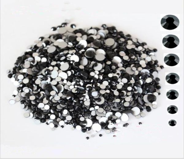 1440PCSPack SS3SS12 Cristallo di vetro Nero Strass Flatback non fissi Strass per unghie Per unghie 3D Nail Art Decorazione Gems1011669