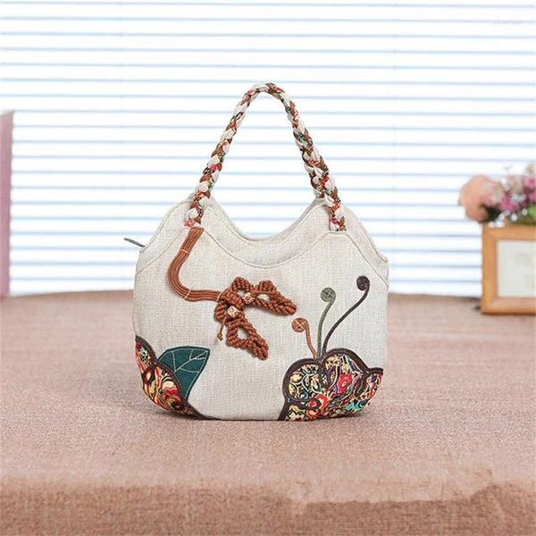 Bolsas de noite Mulheres Pequenas Compras National String Apliques Bolsas! Nice Bohemian Prints Lady Casual Day Clutches All-match Canvas Totes