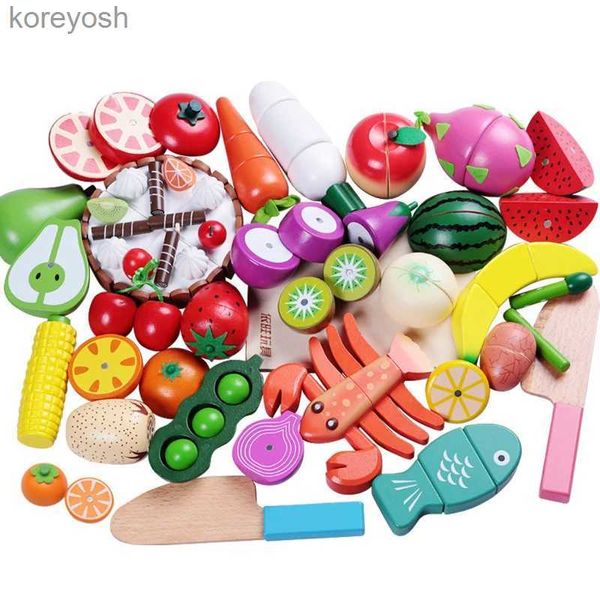 Cozinhas Jogar Comida 1 PCS Brinquedo De Madeira Corte Magnético Frutas Legumes Comida Pretend Play Simulação Cozinha Role Play Brinquedos Educativos Para Crianças L231104